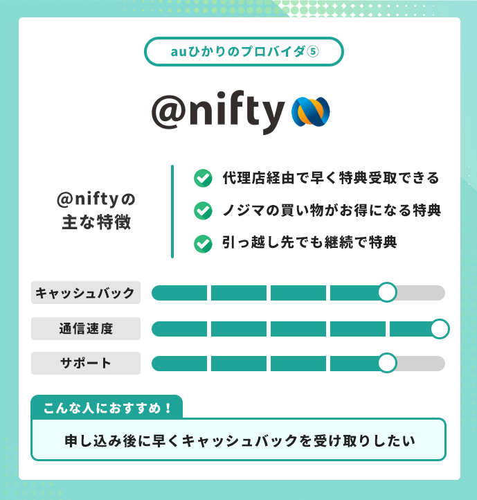 auひかり プロバイダ ＠nifty