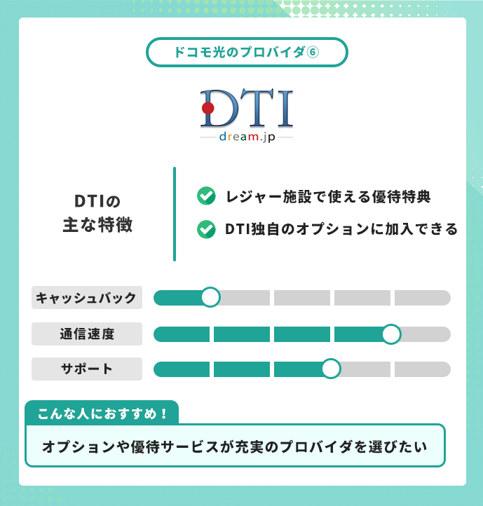 ドコモ光 プロバイダ DTI