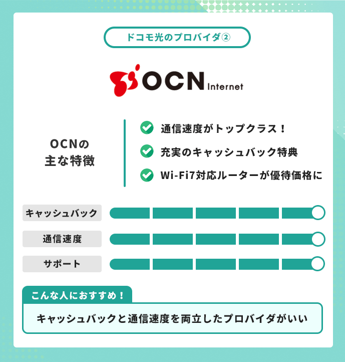 ドコモ光 プロバイダ OCN