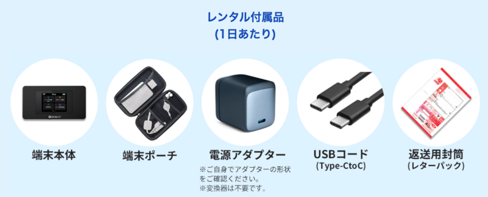 HIS WiFi レンタル付属品