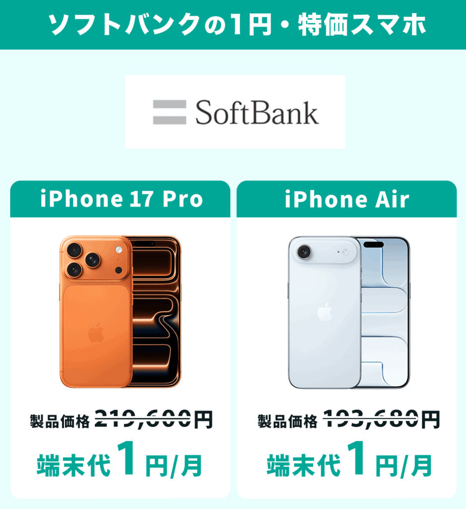 ソフトバンクの1円・特価スマホ
