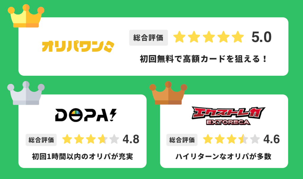 オンラインオリパおすすめランキング