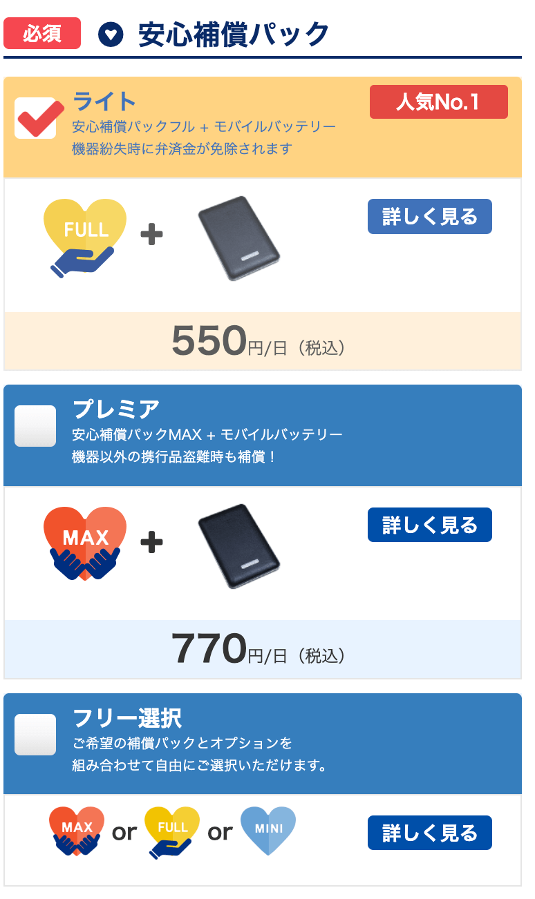 グローバルWi-Fi 安心補償パック